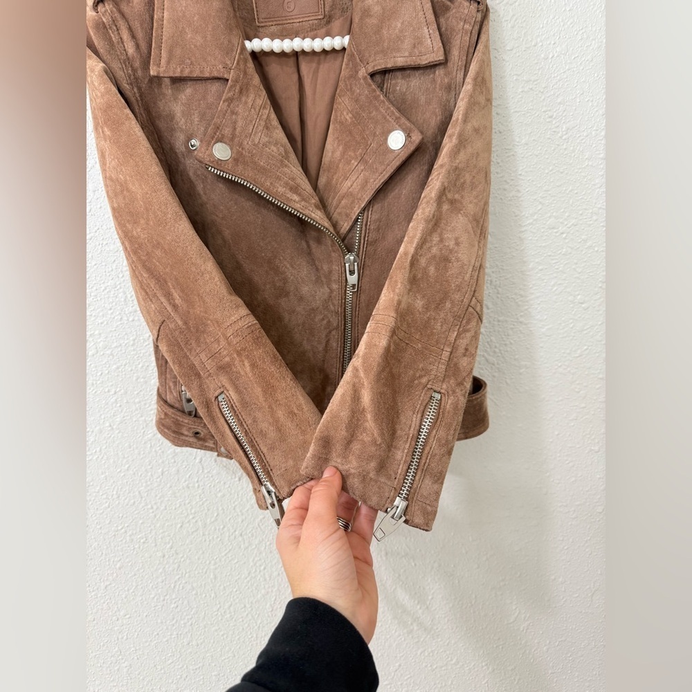 BLANKNYC Morning Suede Moto Jacket French Taupe Sz S - Picture 6 of 11
